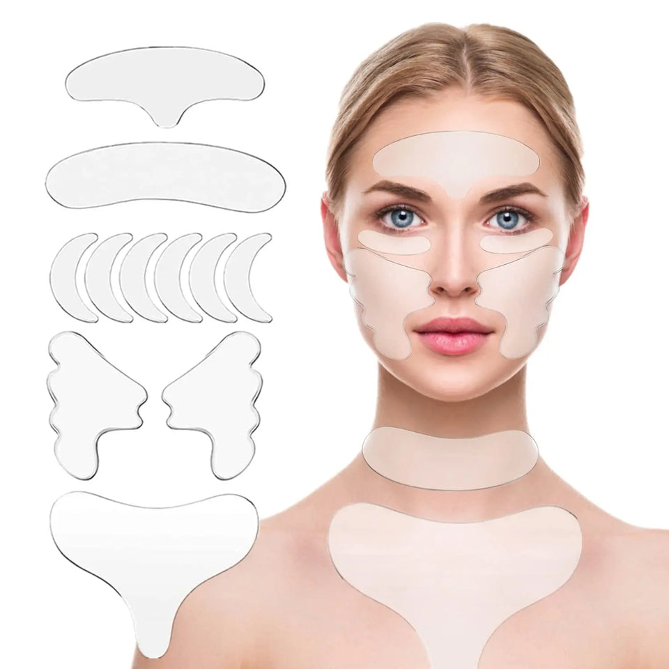 Silicone Wrinkle Stickers Set Facial Hand Skin Care Firming Skin Wrinkle Removal Silicone Patches Lift Chest Anti-Wrinkle Pad
