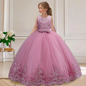 2024 New Hot Selling Girl Party Dress Gorgeous Big Bow Graduation Ball Dress 4 6.8 10 12 Elegant Birthday Dress