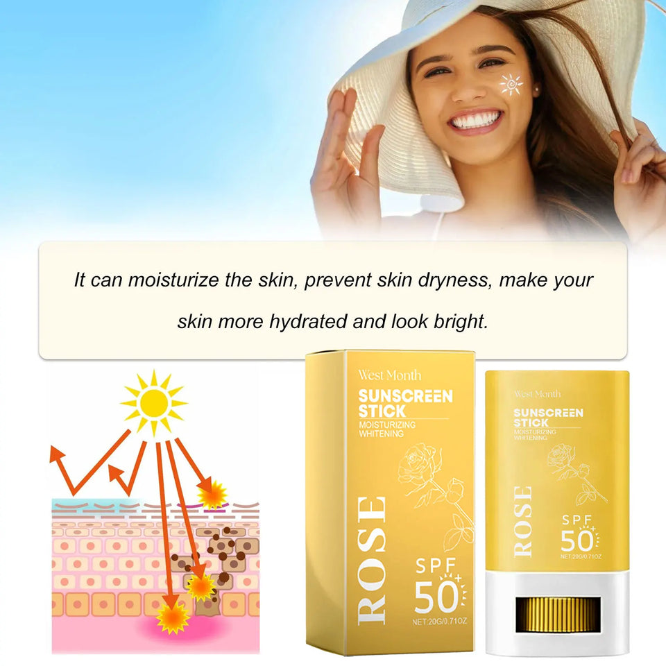 Sunscreen Stick Spf 50 UV Protection Oil-Control Dryness Improving Roughness Hydrating Skin Brightening Skin Care Sunblock Stick