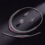 Luxury White Cubic Zirconia Bridal Jewelry Set Brides Accessories Tassel Water Drop Necklace Earring 4pcs Set for Wedding Party