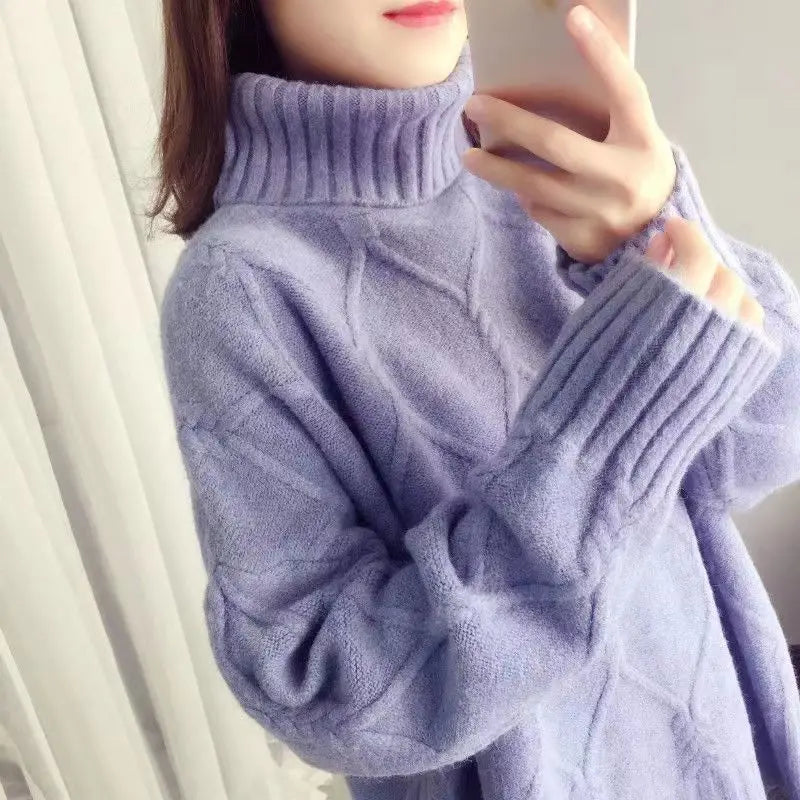 Autumn Winter New Fashion High Collar Long Sleeve Solid Sweaters Women's Clothing