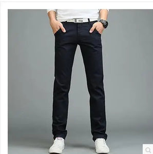 New Casual Pants Men Cotton Slim Fit Chinos Fashion Male Brand Clothing