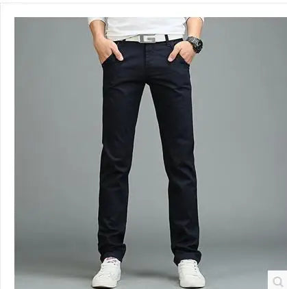 New Casual Pants Men Cotton Slim Fit Chinos Fashion Male Brand Clothing