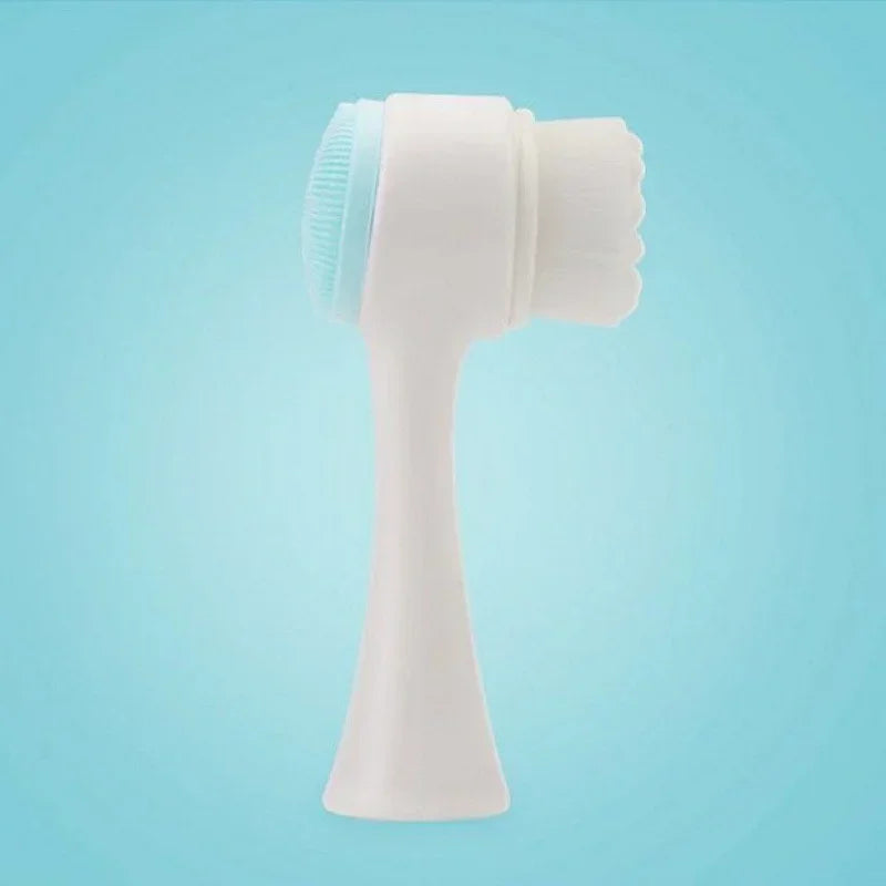 3D Bilateral Silicone Facial Cleanser Manual Massage Facial Brush Soft Bristles Silicone Double-Sided Face Brush Cleaning Tools