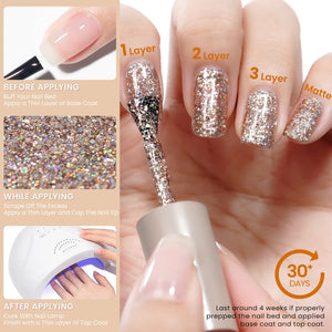 Glitter Gel Nail Polish Autumn Colors Long Lasting For Manicure Soak