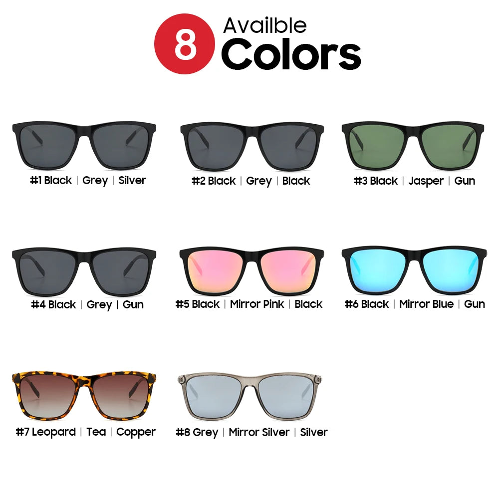 Luxury Square Polarized Sunglasses Men Driving Blue Mirror Lens Classic Unisex Sun Glasses