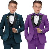 24h Ship Boy's Formal 4-piece Suit Set Including Blazer Vest Pants Bow-tie Smart Kids Tuxedo Suits Dress Wedding Ring Bearer