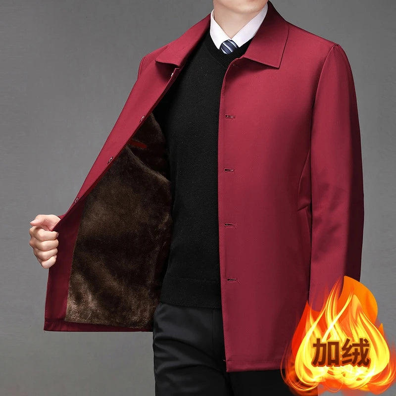 High-quality Middle-aged Men's Jacket Loose Casual Spring and Autumn Clothing Middle-aged Dad Coat Single-row Button Jacket