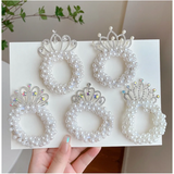 Crystal  Children'S Headband Headdress Princess Pearl hairpin Crown Flower Girl Hair