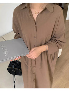 Shirt Dress Evening Vintage Dress Party Oversize Long Cotton Beach Women Dresses