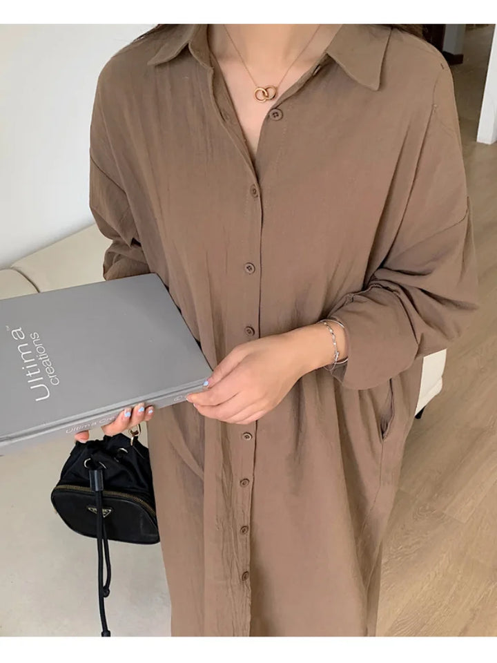 Shirt Dress Evening Vintage Dress Party Oversize Long Cotton Beach Women Dresses