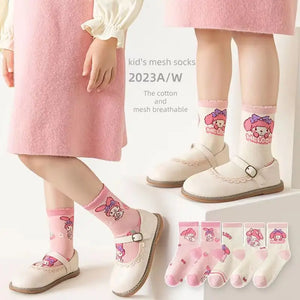 5 Pairs of Children's Socks Spring and Summer Thin Soft Breathable