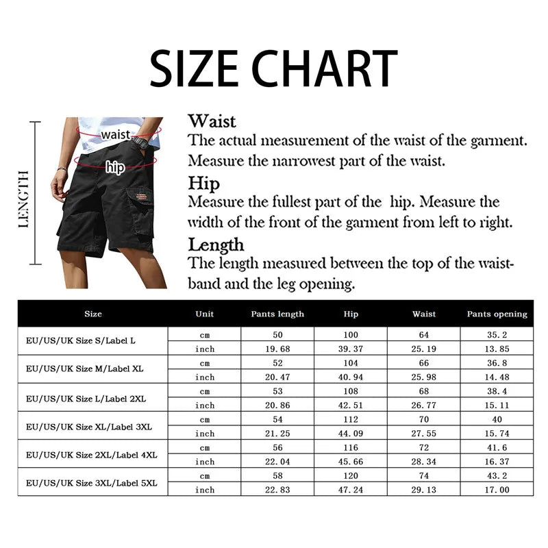 Summer Men Trend Cargo Shorts Pocket Sports Short Pants Streetwear Hip Hop Loose Straight Breeches Military Tactical Shorts