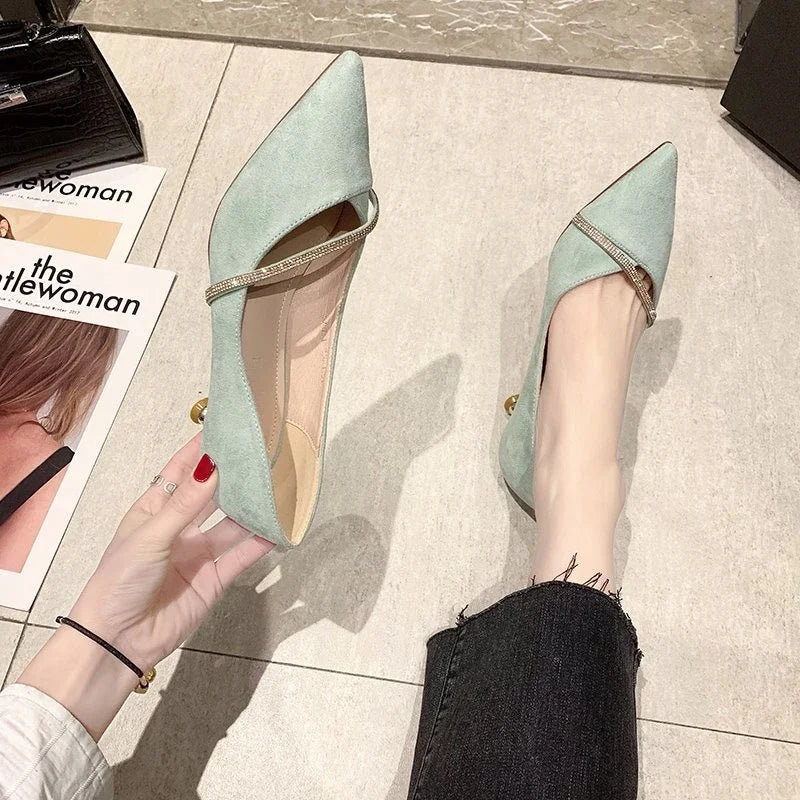 new Korean version of fashion temperament hollow French female pointed thin heel heel