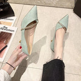 new Korean version of fashion temperament hollow French female pointed thin heel heel