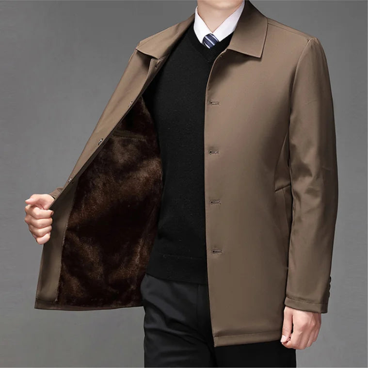 High-quality Middle-aged Men's Jacket Loose Casual Spring and Autumn Clothing Middle-aged Dad Coat Single-row Button Jacket