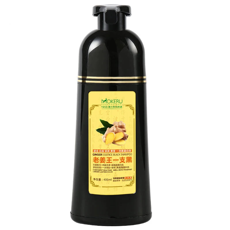 Mokeru 1pc  Ginger shampoo Herbal Non Allergic Natural Fast Blacking Gray Hair Dye Black Shampoo  For White  Coloring