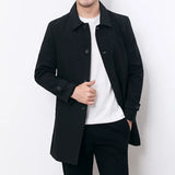Men Long Coat Windbreaker Casual Loose Design Solid Color Trench Men Fashion Korean Style Mens Jackets Outerwear