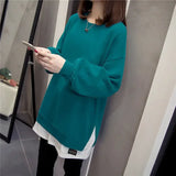 Plus Size Two-Piece Illusion Sweatshirt Women's Medium-Length Casual