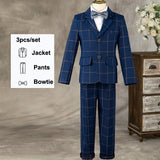 Children Formal Wedding Party Suit Set Boys Birthday Party Performance Chorus Costume Kids Blazer bowtie Pants Clothing Set