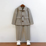 Children Autumn Outfits Gray Casual Blazers Jacket Trousers Two-piece 2 To 12 Years Kids School Uniform Spring Boys Wedding Suit