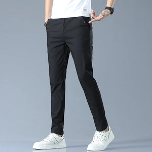 Slim Fit Casual Pants Men Lightweight Classic Straight Trousers for Men Breathable Cotton
