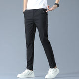Slim Fit Casual Pants Men Lightweight Classic Straight Trousers for Men Breathable Cotton