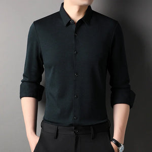 Top Grade Wool 4.7% Traceless New Brand Man 2023 Fashion Designert Shirts Business Slim Fit Long Sleeve Casual Men Clothing