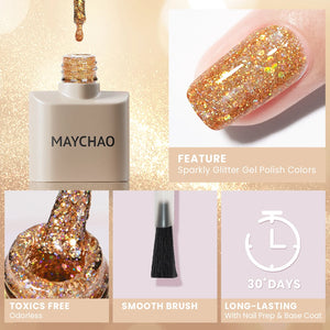 Glitter Gel Nail Polish Autumn Colors Long Lasting For Manicure Soak