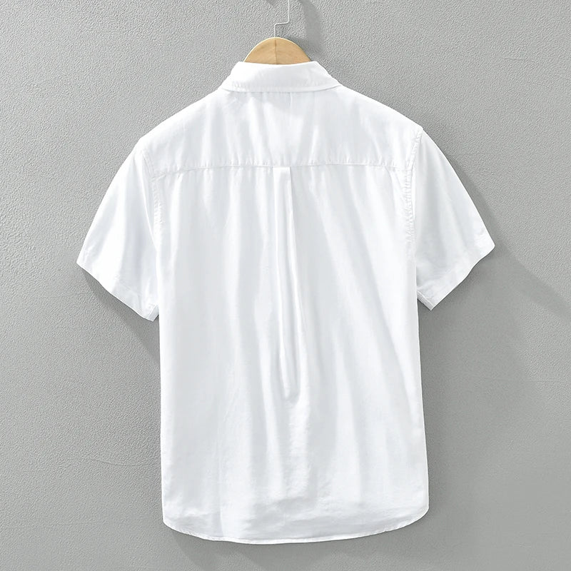 White Short Sleeve Shirt for Men Summer New Loose Casual Shirt Men's Clothing