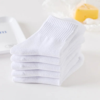 Thick Cotton White Children Socks Over 3 Years Old Kids Middle Tube Sock for Boy Girl Sweat-Absorbing Breathable Sports Socks