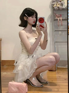 Even Party Black Dress Women Casual Corset Y2k Mini  Office Lady Sleeveless Bodycon Lace One Piece  Korean