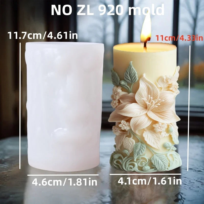 candle silicone mold flower bouquet relief resin mould blooming flower gypsum molds