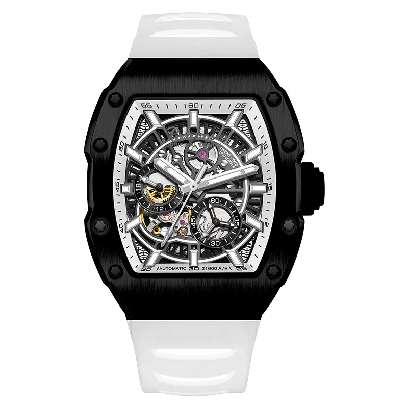 BRUBOSES-Men's Mechanical Watch with Sapphire Crystal, 316L Stainless Steel Case, Tonneau Watch, Casual Fashion