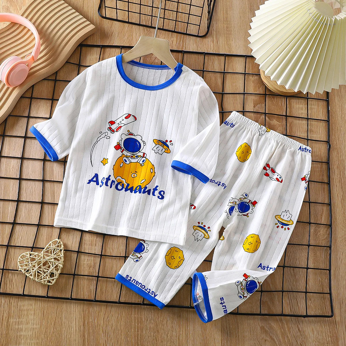 Summer New Children Home Clothes Set Boys Girls Long-sleeved Pajamas Thin Section Kids clothing Baby Clohtes