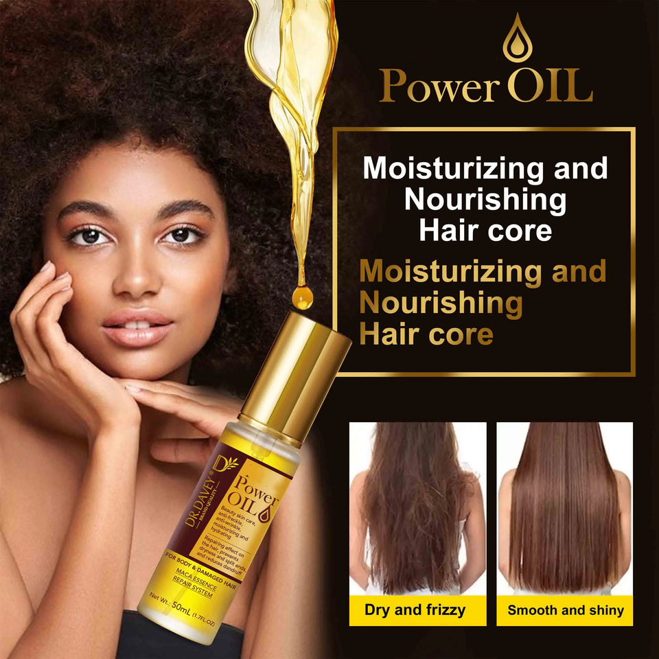 50ml Maca Power Moroccan Argan Oil for Hair Healing Cold Pressed Weightless Hair Serum for Rescue Frizzy and Damaged Locks