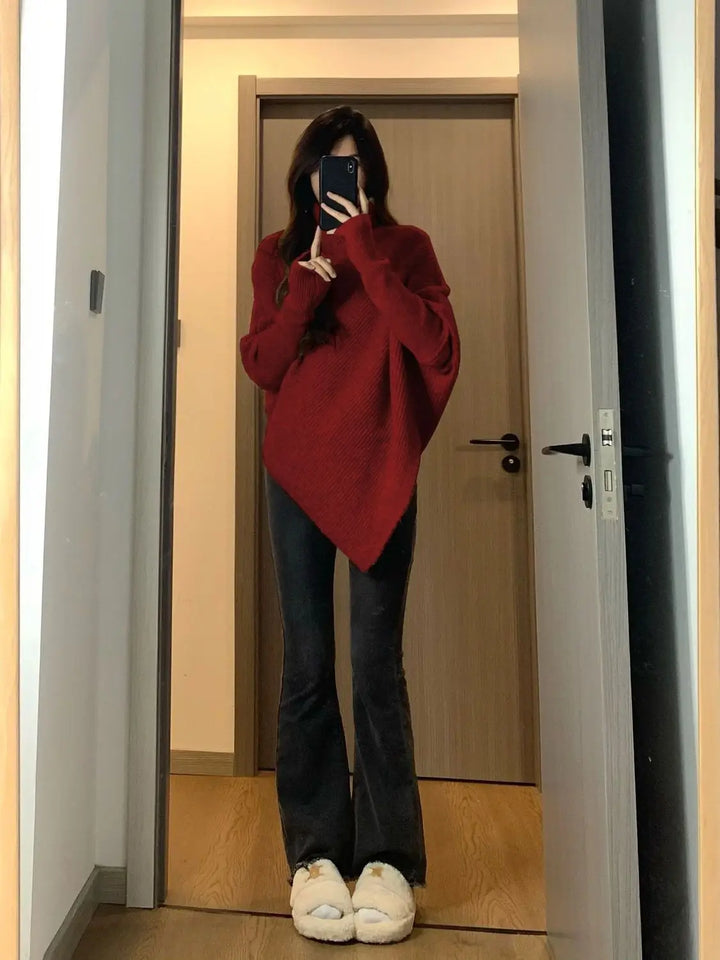 Pullover Off White Turtleneck Women's Sweater Gigh Neck Jerseys Knit Woman
