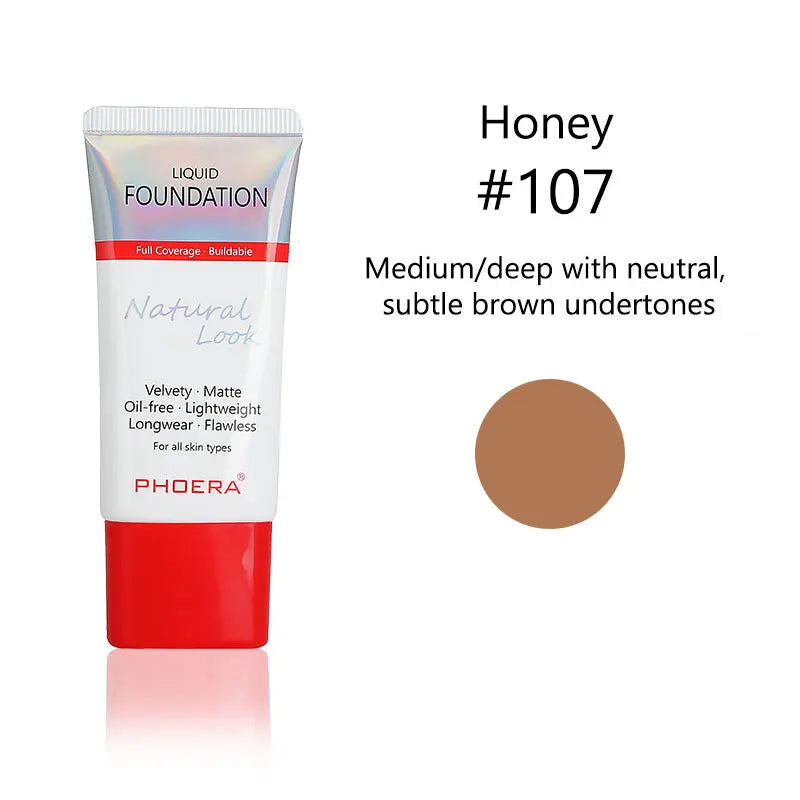 Liquid Foundation Mineral Touch Oil Control Matte Skin-Friendly Makeup Full Coverage 24Hour Long Lasting Cosmetic