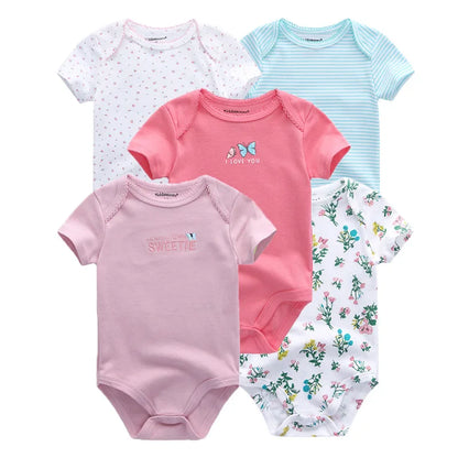 Short Sleeve Baby Girl Bodysuits Soft 100%Cotton Infant Onesies