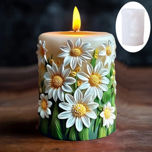 candle silicone mold flower bouquet relief resin mould blooming flower gypsum molds