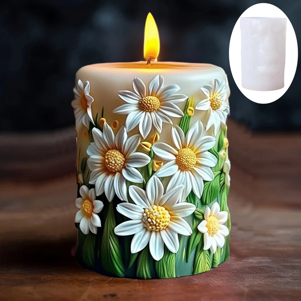 candle silicone mold flower bouquet relief resin mould blooming flower gypsum molds