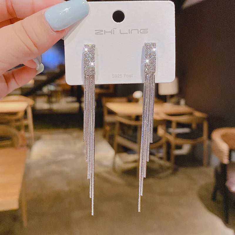 Hanging Earrings Retro Long Tassel Earrings feminine temperament  Coconut Rhinestone S925 Silver Needle 2023 NEW Fashion Jewelry