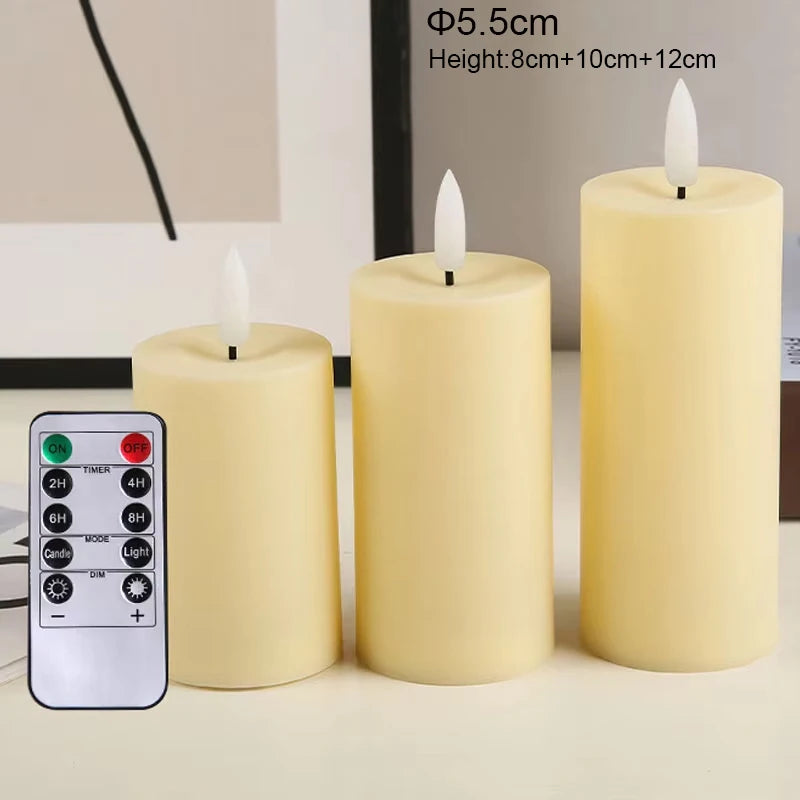 Outdoor flameless Candle Window Lamp & Remote Control Timer,Yellow LED Flickering Electric Pillar Candles