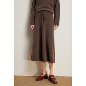 Autumn Winter 100% Cashmere Sweater Luxury Women's  Pullover Skirt Two Pieces Set