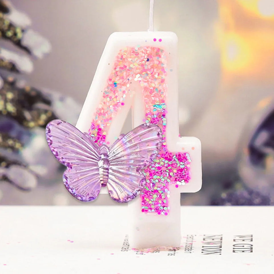 Children's Birthday Candles 0-9 Number Pink Purple Candle