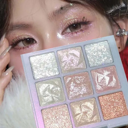 9 Colors Glitter Snowflake Eyeshadow Palette Dream Girl Pearly Eye Shadow Matte Matte Highlights Cool Tone Charming Eyes Makeup