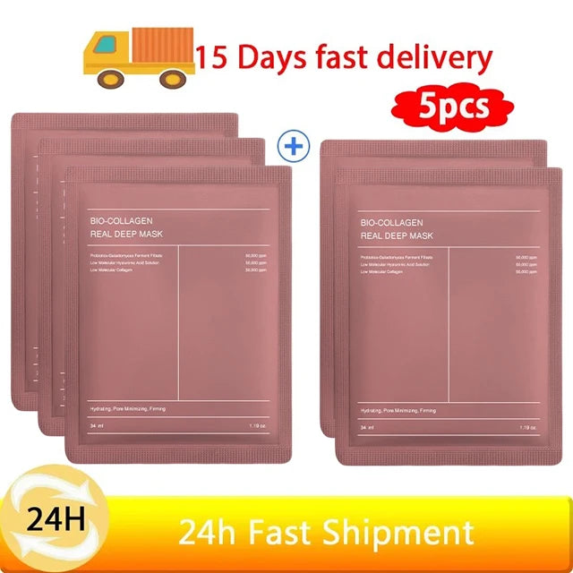 Bio-Collagen Real Deep Mask Anti-Wrinkle Lifting Face Mask With Hydrolyzed Collagen Collagen Reverse Film Volume Peel Off Mask