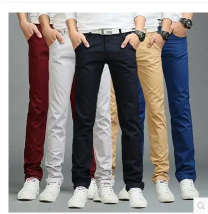 New Casual Pants Men Cotton Slim Fit Chinos Fashion Male Brand Clothing
