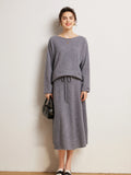 Autumn Winter 100% Cashmere Sweater Luxury Women's  Pullover Skirt Two Pieces Set