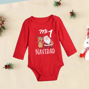 My First Christmas Deer Spanish Printed Baby Bodysuit Infant Christmas Cotton Outfit Newborn Jumpsuit Toddler Xmas Romper Gift